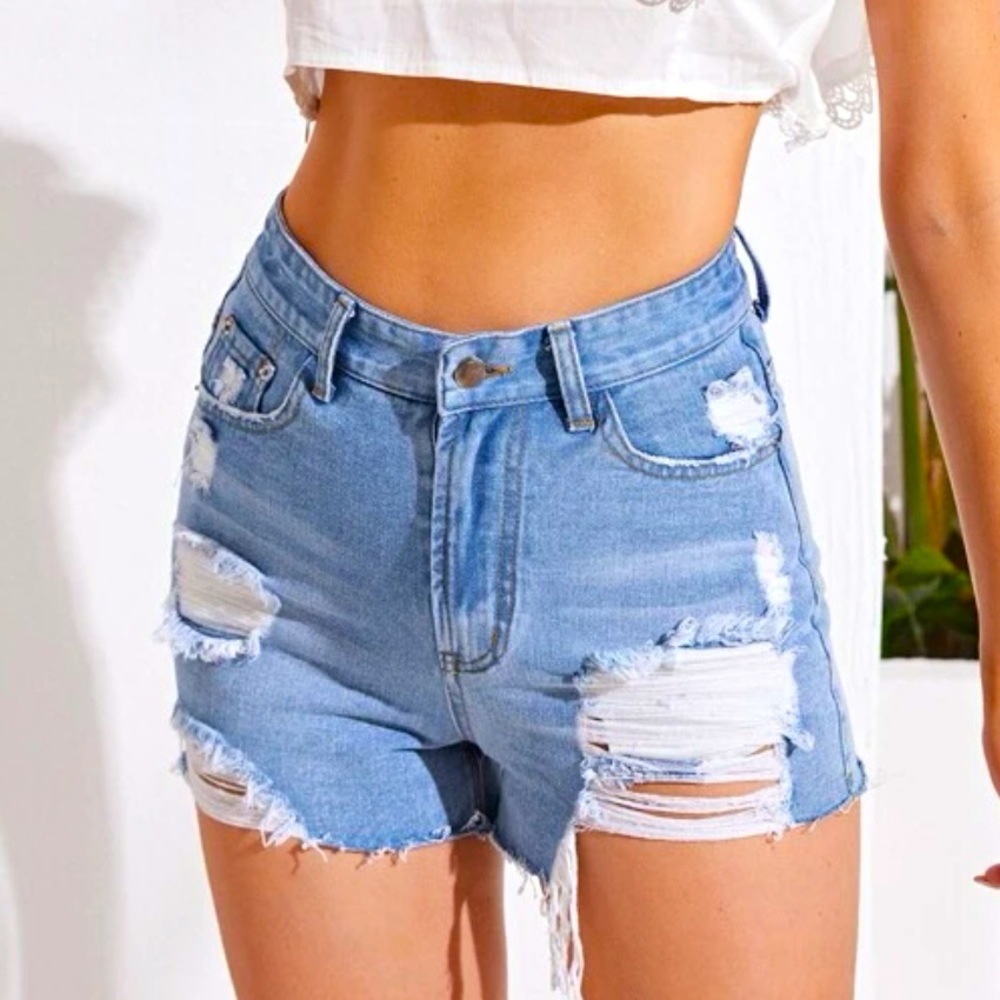 Ripped Denim Shorts